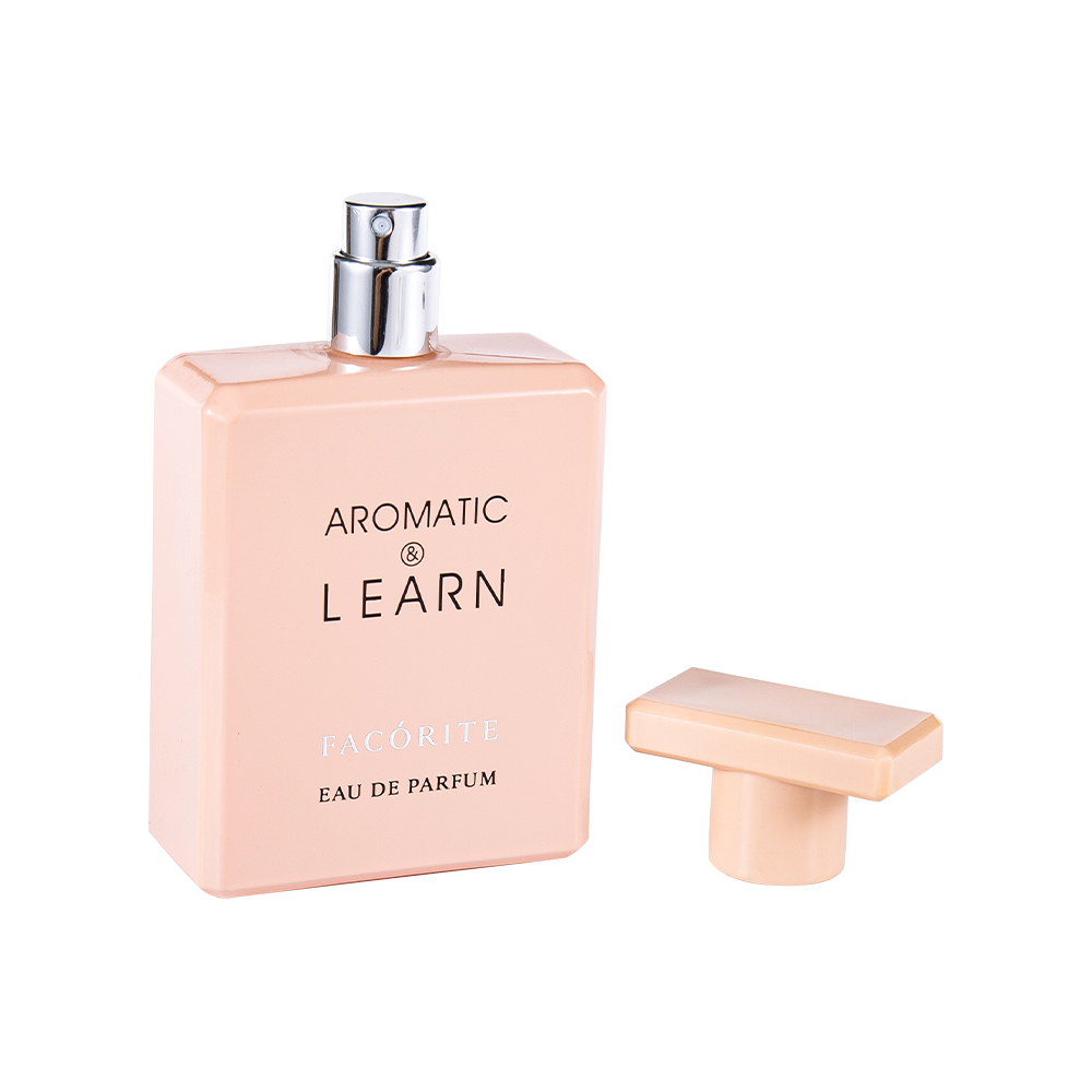 KY1490-WJ2155 50 ml belagt trykt rektangulær parfymeflaske av glass med skinnende hette