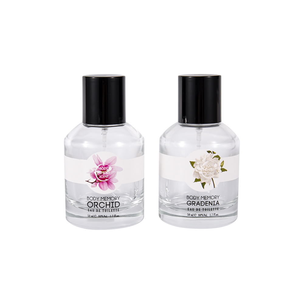 GC4815-WJ2531 50 ml parfymeflaske av klart glass med svart PP-plasthette