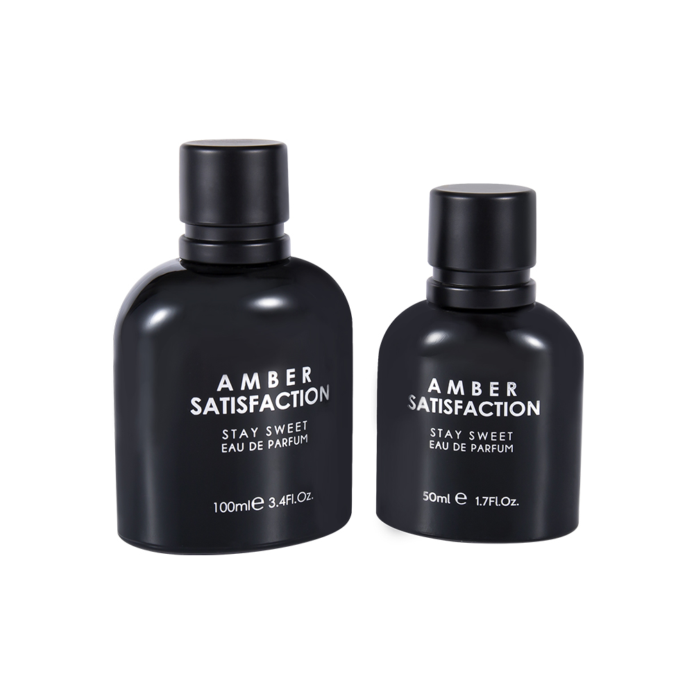 GC3894-WJ176 100 ml fargebelagt lys svart trykt parfymeflaske i glass med ABS PP plasthette