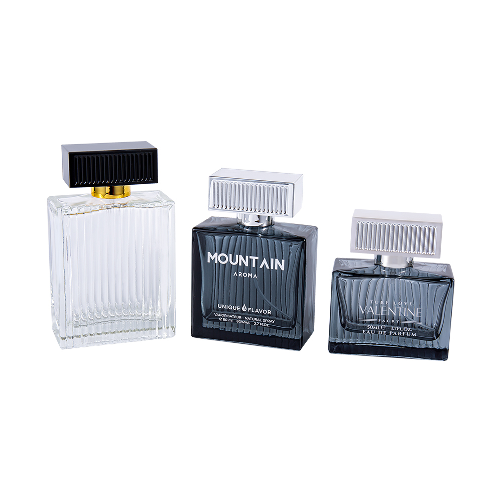 GC4311-WJ2092 80 ml vertikale striper glass parfymeflaske med ABS plast striper deksel